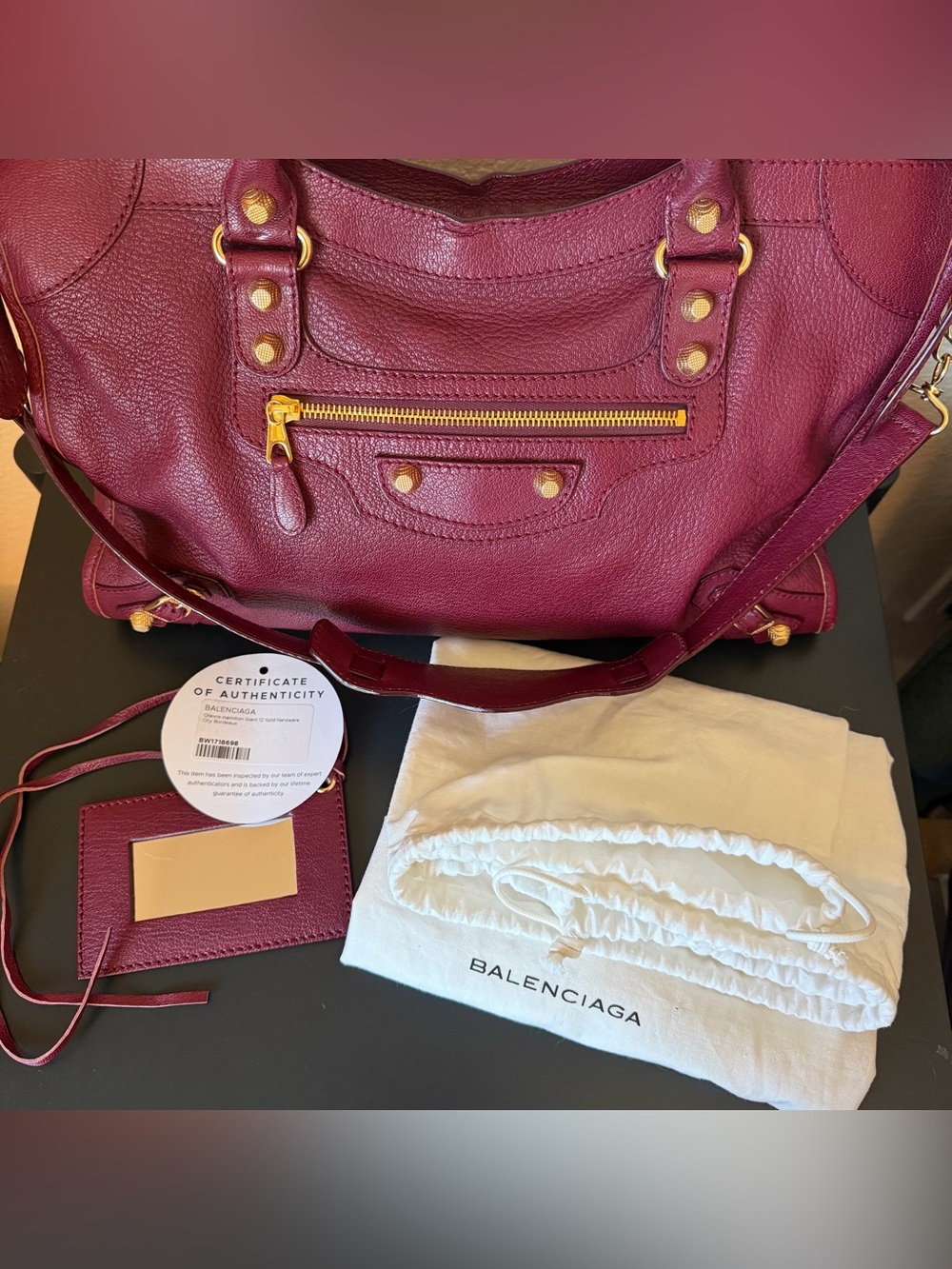 Balenciaga Chevre Hamilton Giant 12 Gold Hardware City Bordeaux - Picture 2 of 11